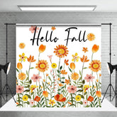 Lofaris White Yellow Pink Floral Hello Fall Party Backdrop